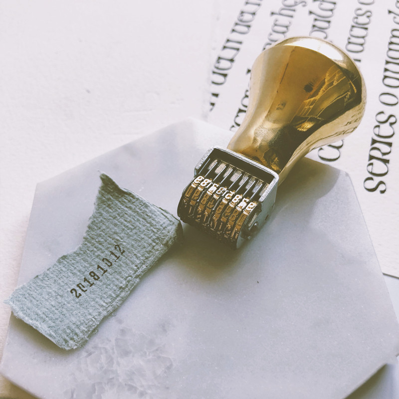 Rubber Date Stamp - Retro silindir tarihi damgası bakır Metal