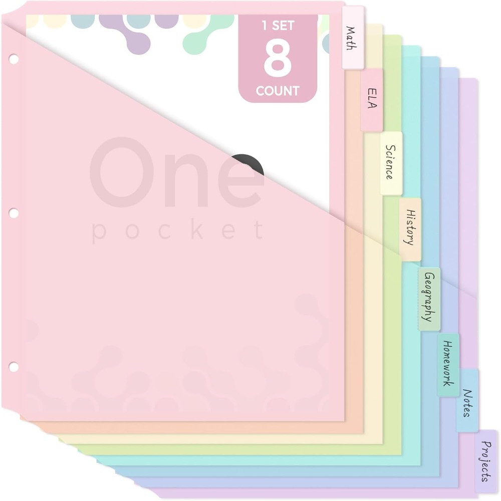 Tab Divider A4 - 8 adet A4 Pastel Dosya Ayırıcıları