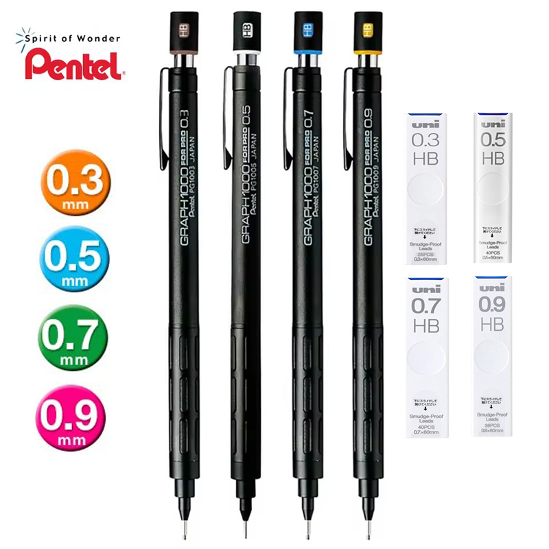 Mechanical Pencil 0.3 - Pentel PG1000 Grafik PRO Siyah Mekanik