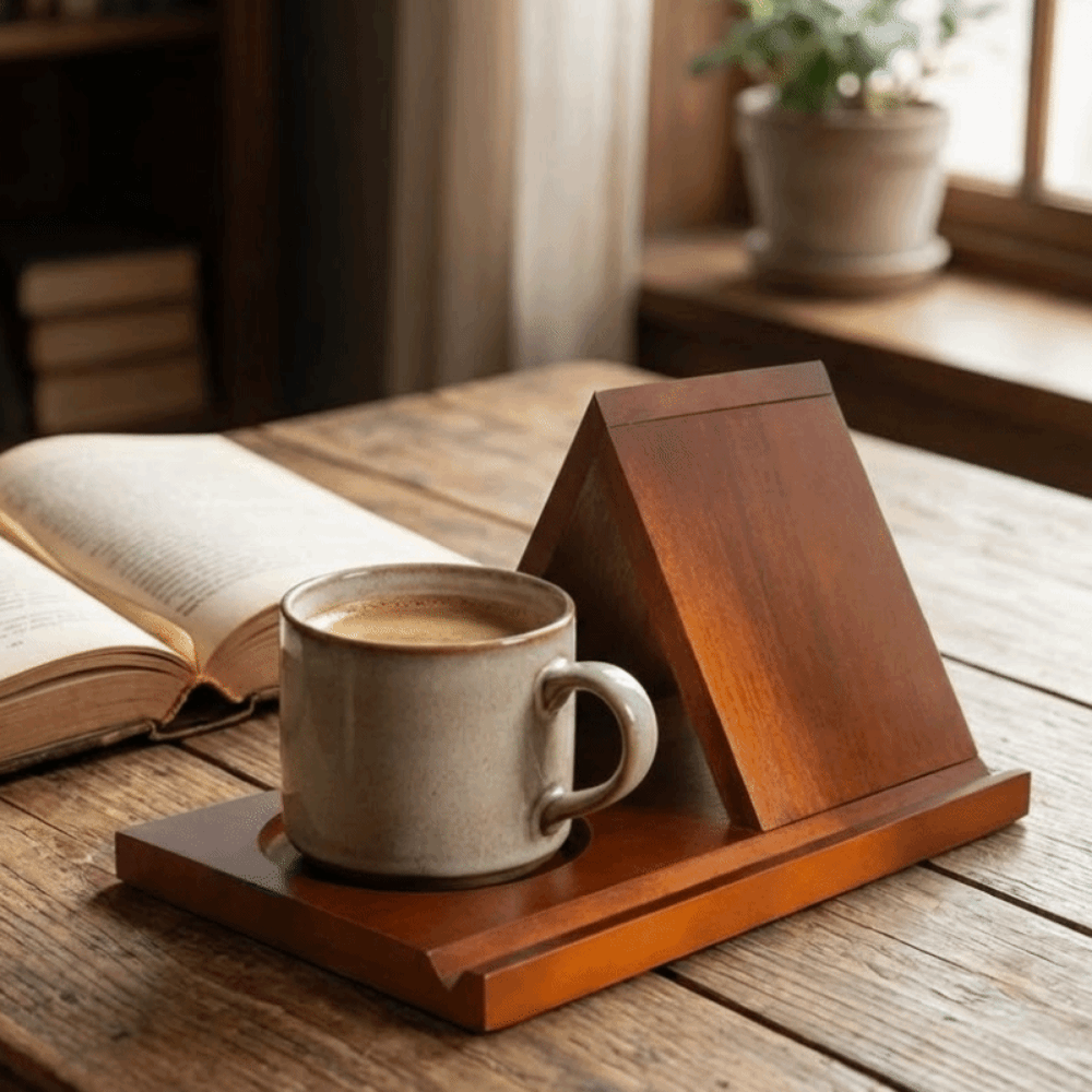 Magazine Holder Rack - Minimalist 2'si 1 Arada Üçgen Ahşap