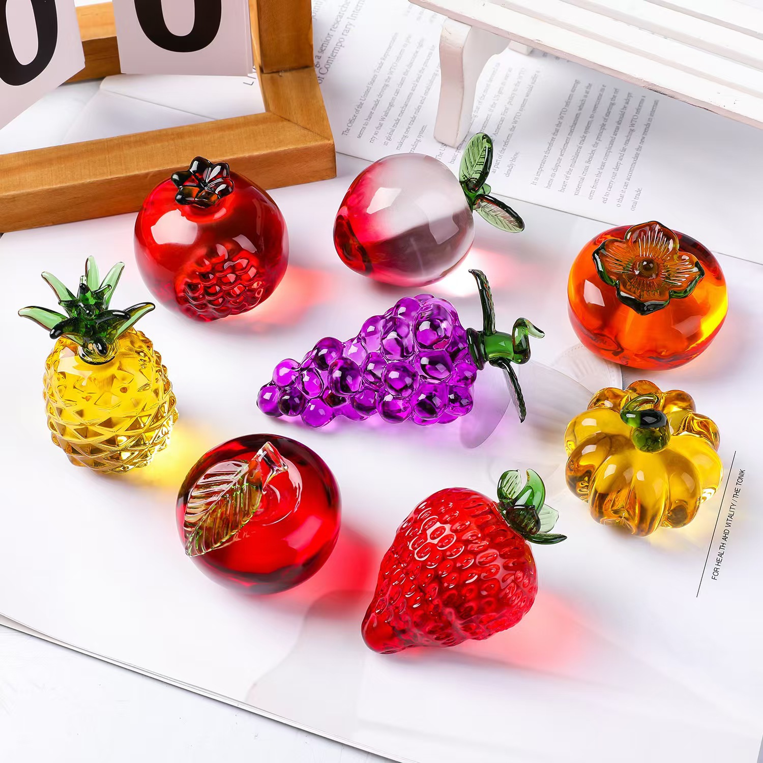 Paper Weight Crystal - Kristal meyve kağıt ağırlığı, elmas doğal
