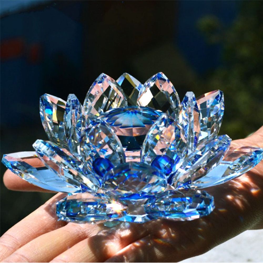 Paper Weight Crystal - Kristal Lotus Çiçeği Heykelcik Ev Düğün