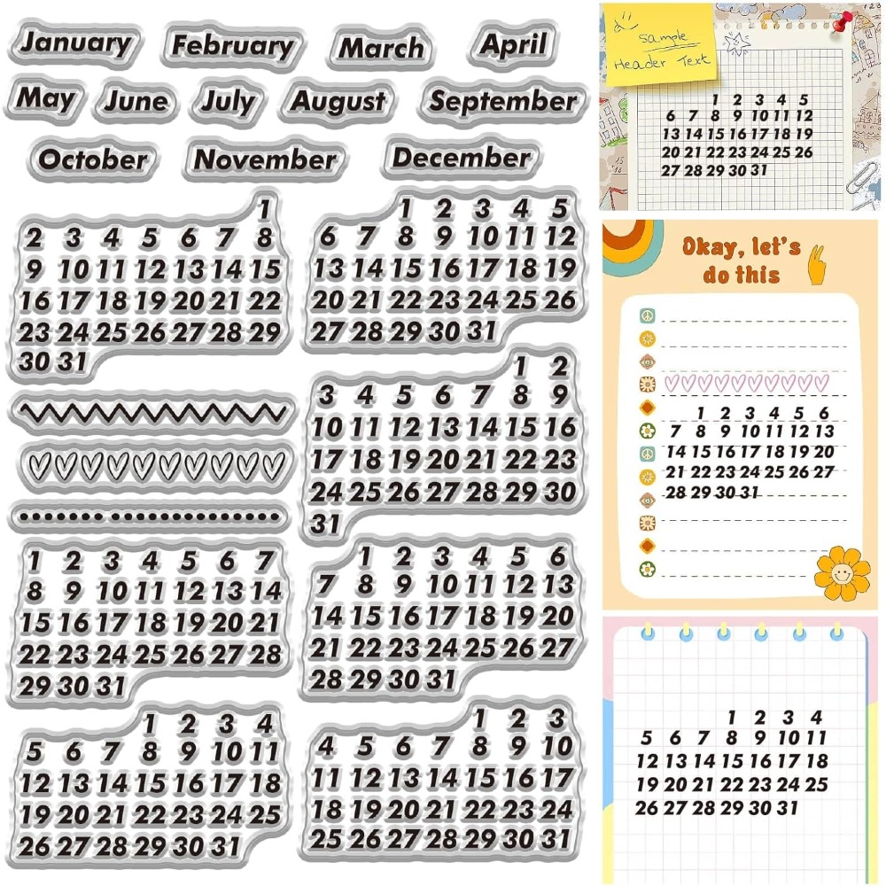 Rubber Date Stamp - Takvim Tarihi Temizle Pullar Vintage Ay