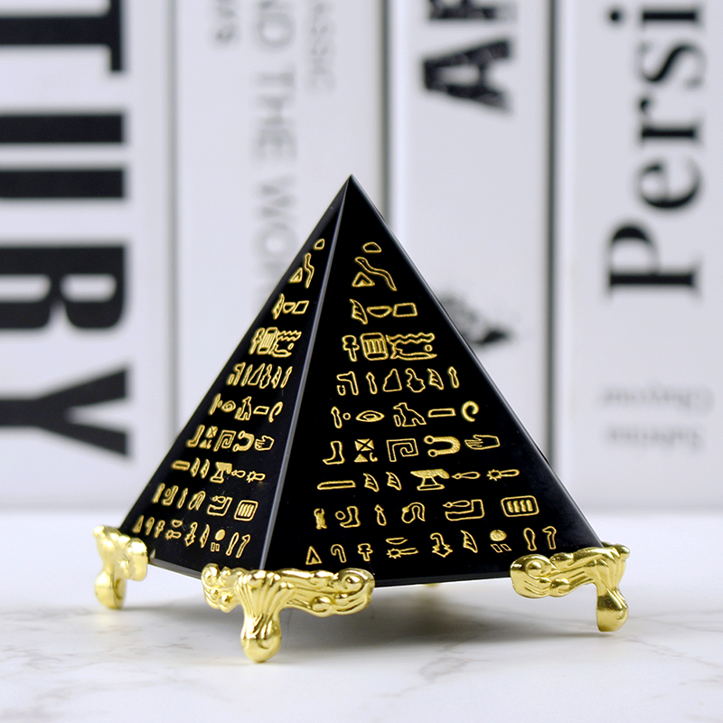 Paper Weight Crystal - Mısır kristal obsidyen piramit modeli doğal