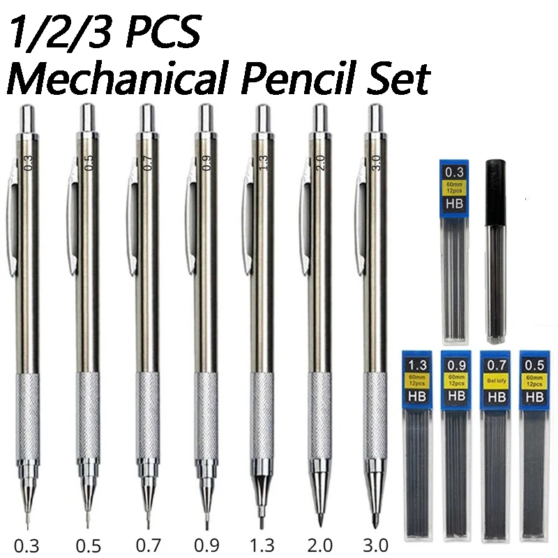 Mechanical Pencil 0.3 - 1/2/3 adet Metal çizim kalemler 0.3