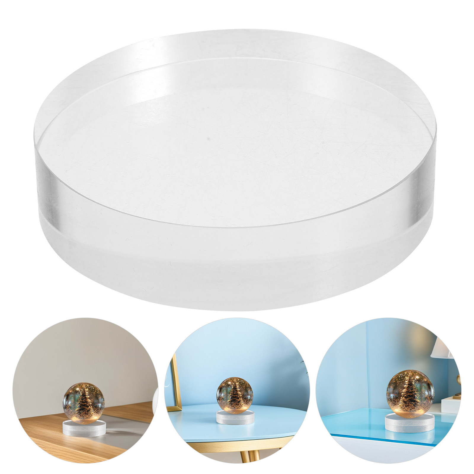 Book Weight Glass - 2 Adet Şeffaf Yuvarlak Cam Kağıt